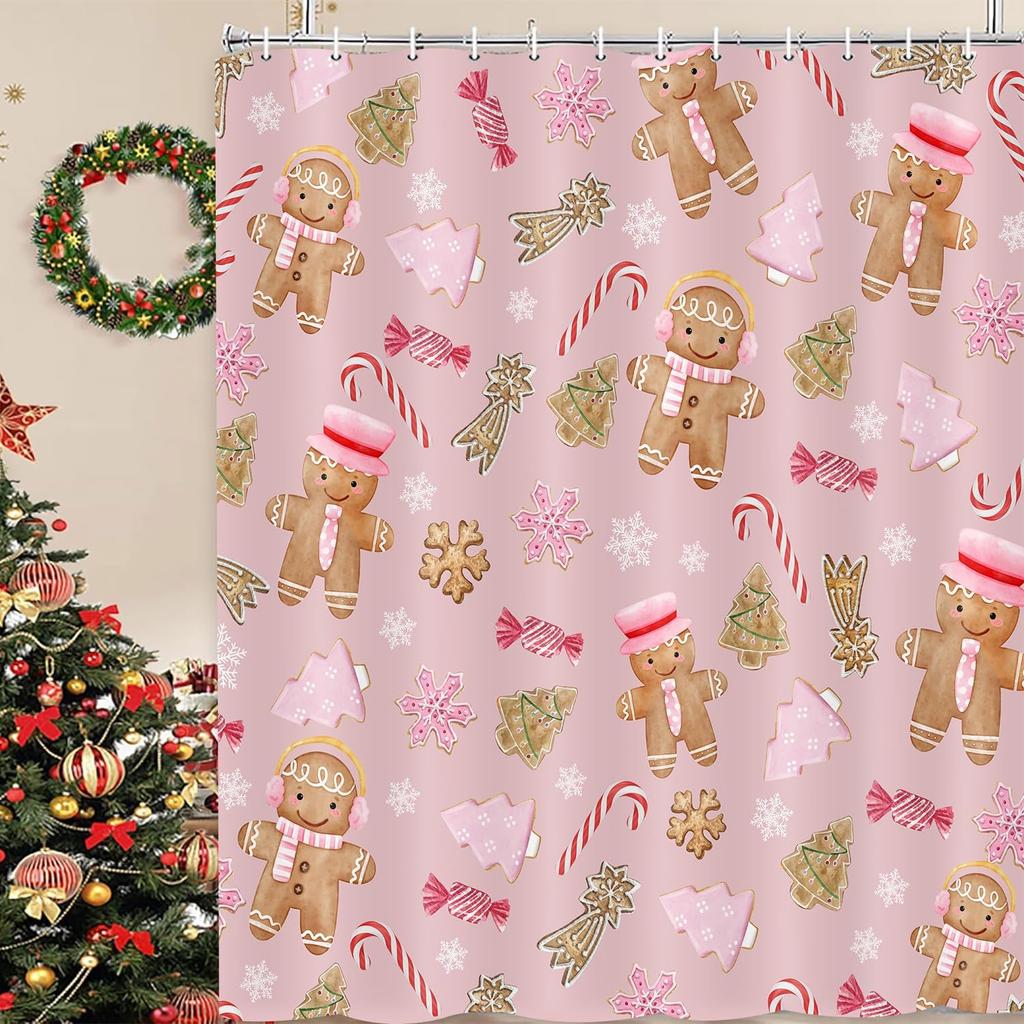 Winter Christmas Shower Curtain,Holiday Blue Snowman Bath Curtain Xmas Gift,Eucalyptus Leaf Flower Floral Bathroom Accessories