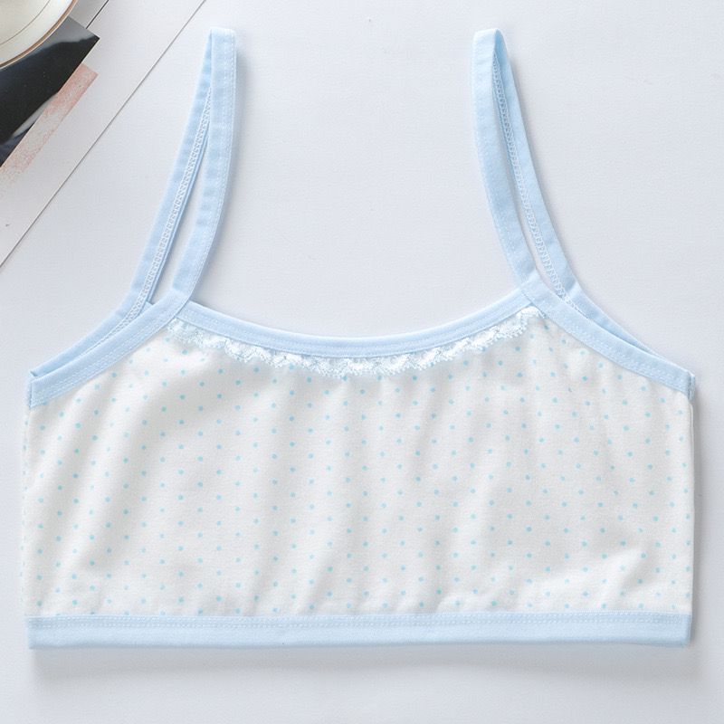 

Хлопковый спортивный тренировочный бюстгальтер для девочек, жилет с буквенным принтом, детское нижнее белье, От 8 до 14 лет one size синий