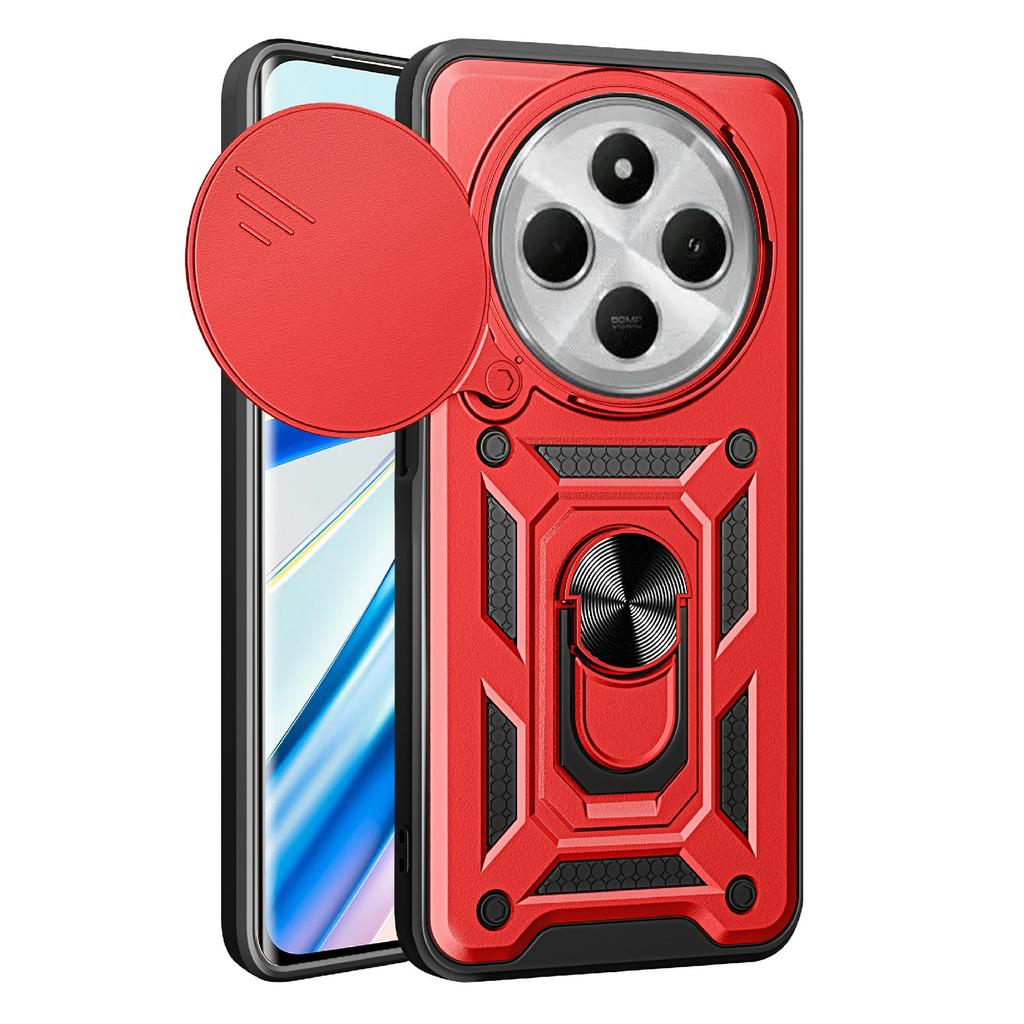 AMORUS Kickstand Case for Xiaomi Poco C75 4G/Redmi 14R 5G/14C 4G PC+TPU Phone Cover with Camera Lens Slider