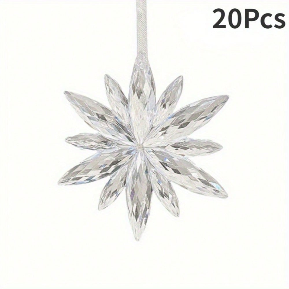 

20 шт. В комплект входят веревочные и железные кольца, сверкающие кристальные акриловые снежинки-украшения - ослепительные прозрачные подвески-капли чистый