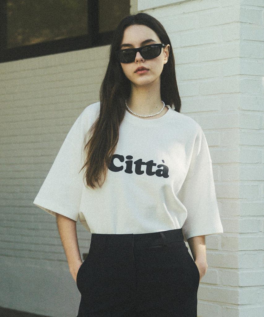 CITTA Signature Logo Oversized Loose T-Shirt_Ctt312 (White)