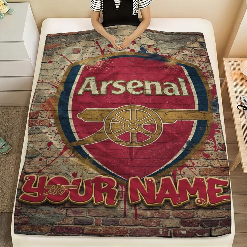 1PC Custom Name Arsenal Patterned Flannel Blanket Suitable For All Seasons for Home Decor Warmth and Comfort Gifts Holiday Present