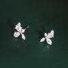 Real  Sterling Silver Full Zircon Mini Flower Stud Earrings for Women Minimalist Fine  Cute Plant Accessories
