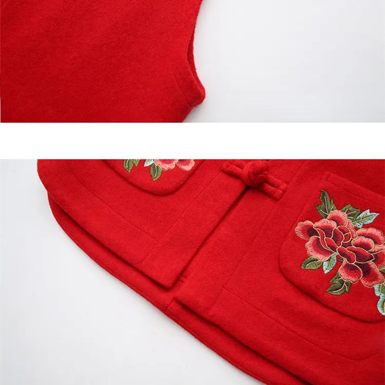 Spring and Autumn Waistcoat Women's Plus Size Western Style Thin Woolen Pocket Embroidered Waistcoat Fashion Waistcoat Jacket