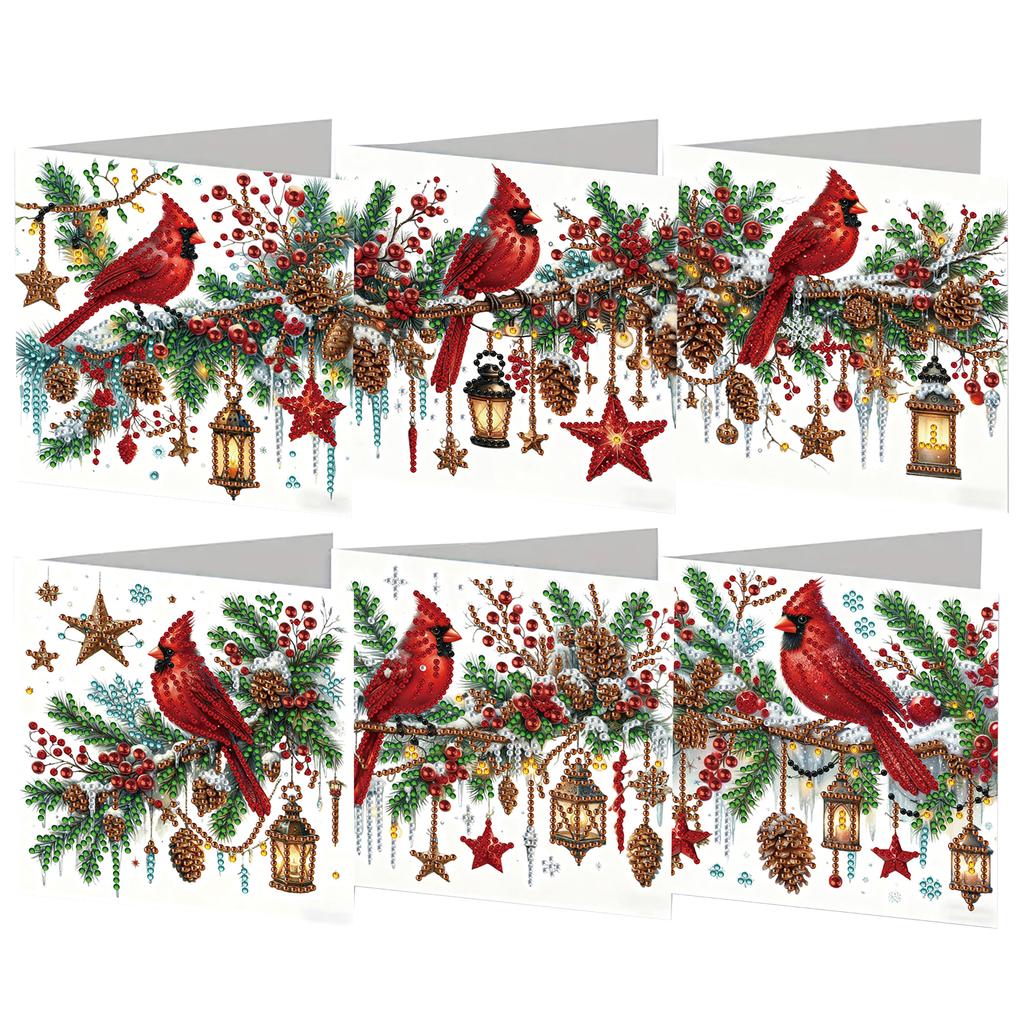 6pcs Xmas Pattern DIY Diamond Painting Greeting Card Set with Envelope Diamond Art Greeting Cards Congratulations Cards & Gifts