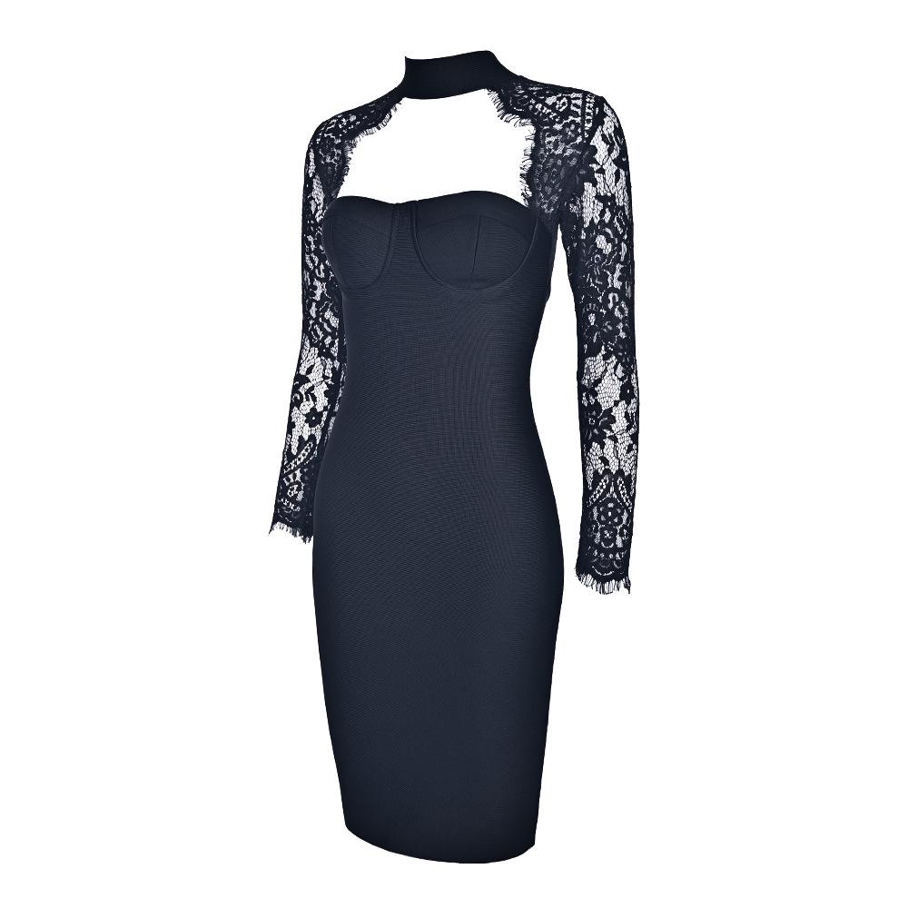 Tight Bandage Halter Lace Evening Gown - Sexy European/American Fashion for Autumn/Winter