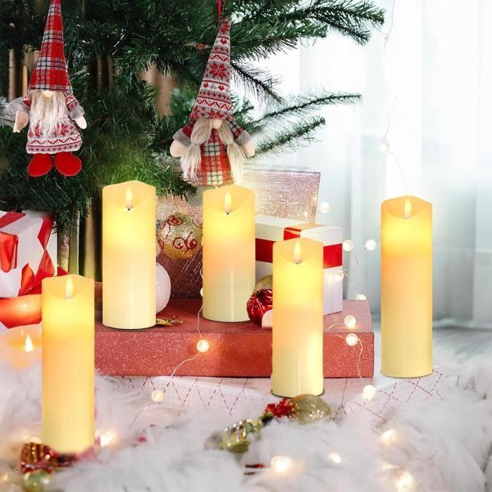 Ensemble de 5 bougies à led - da by - décoratives - télécommande 10 touches - vraie cire - ivoire