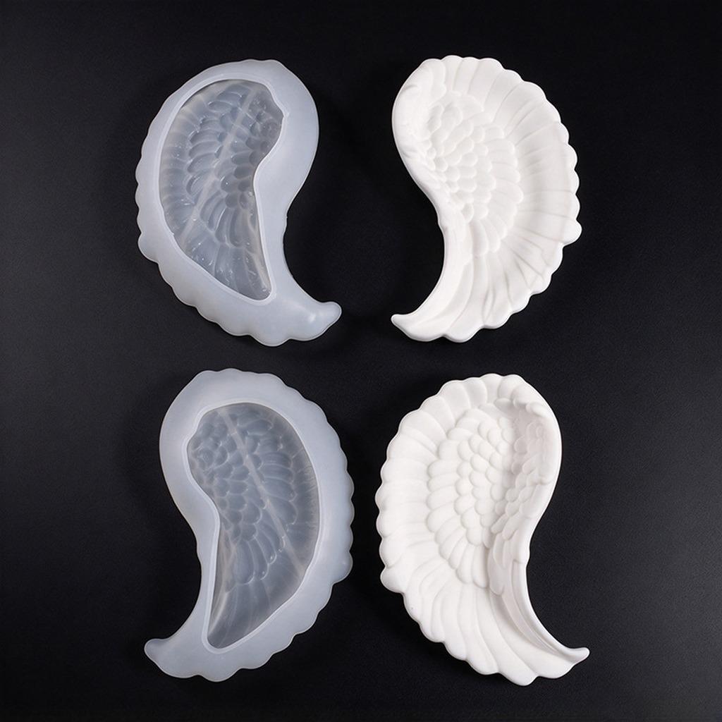 DIY Angel Wing Jewelry Tray Silicone Mold with Feather Texture for Resin DIY Ring Earring Storage Plate christmas novelties 2026