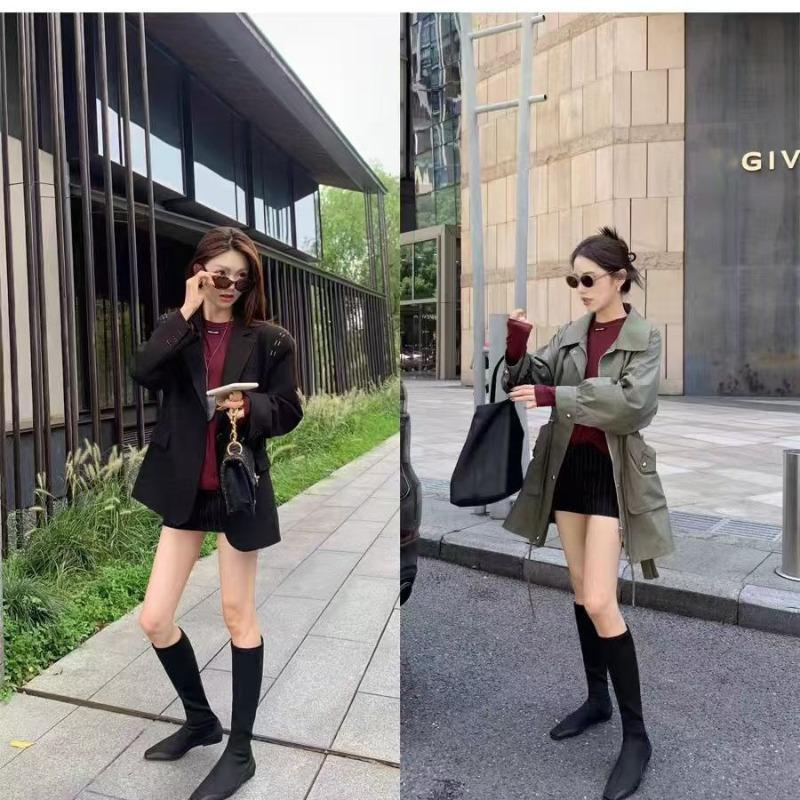 Studiolee fashionable comic legs~ temperament square head flat bottom bare boots bag legs medium tube thin boots women