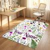 Floral Artwork Theme Soft Crystal Velvet Rug Custom Name & Text Print Non Slip Floor Rug for Bedroom Living Room