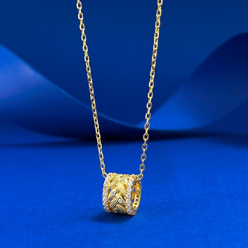 New Italian Craftsmanship S925 Silver Fashion Trendy Vintage Brushed Wheat Ear Necklace Pendant Wedding Jewelry