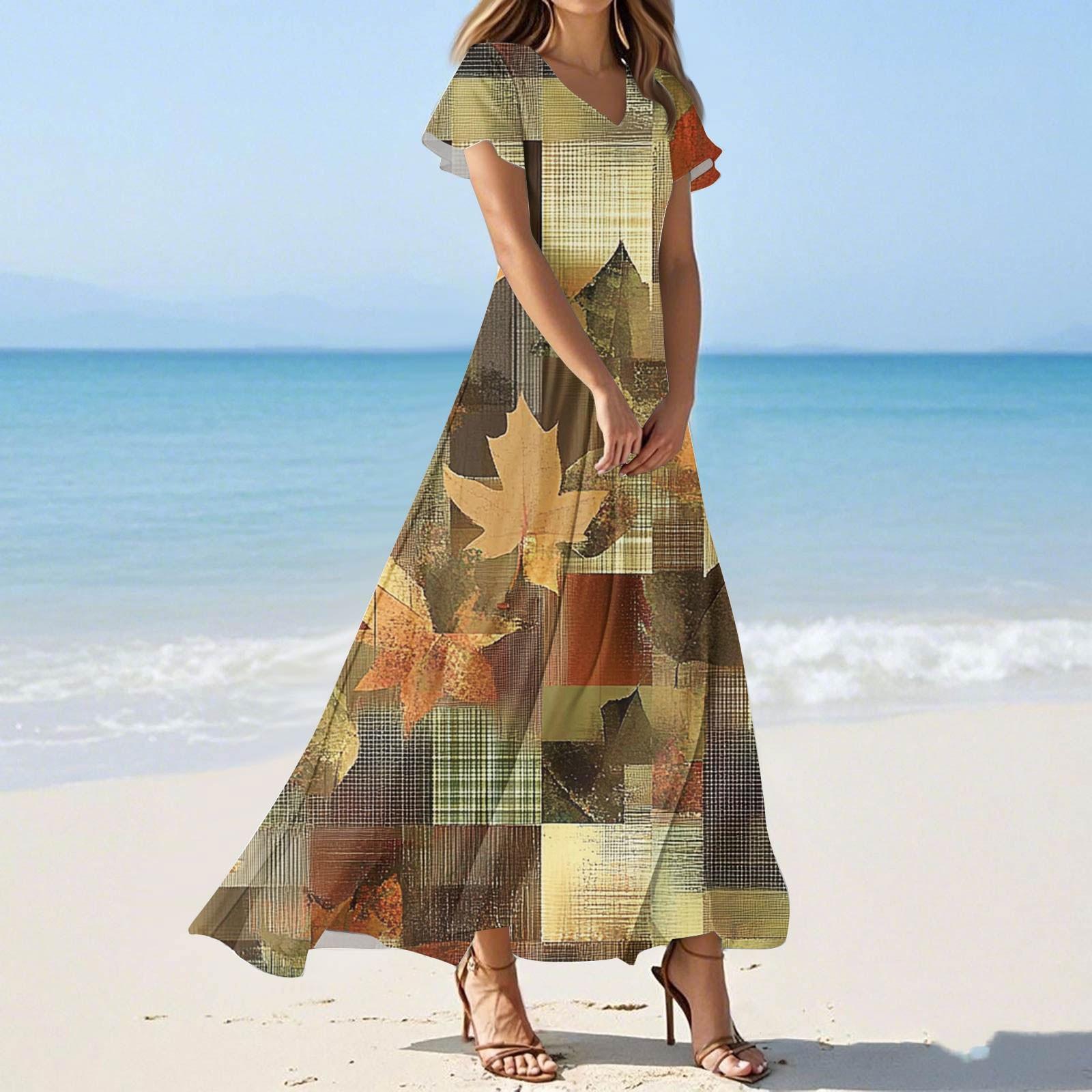 

Женское летнее повседневное модное платье с цветочным принтом и V-образным вырезом с коротким рукавом XL армия зеленый