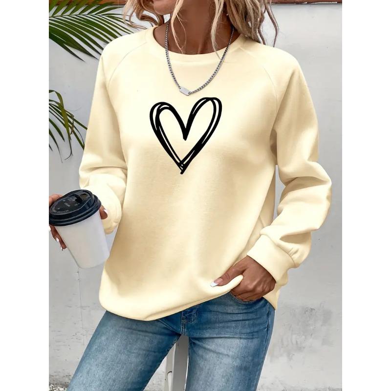 Pulover iubit cu gât rotund imprimat, cu mâneci lungi, larg și confortabil, top de damă de stradă cu personalitate, modă de toamnă 8212