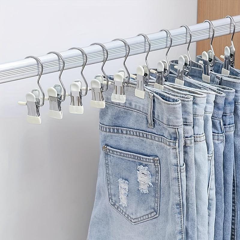 Stainless Steel Clothespin, Laundry Clothes Peg With Hook, Portable Hanging Clothes Clip, Closet Clothes Organizer Hanger, Household Goods