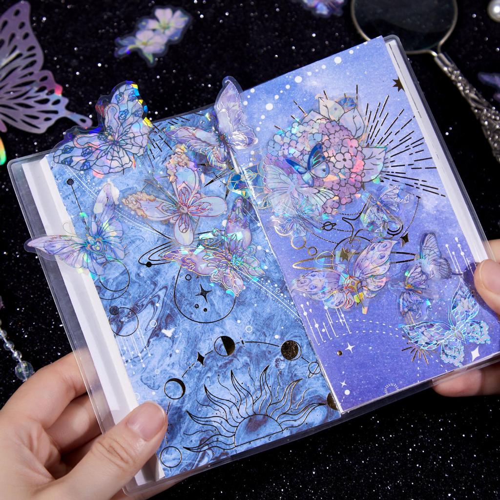 Sticker Boundary Dream Butterfly: Die-cut Shell Light Journal Decoration Stickers