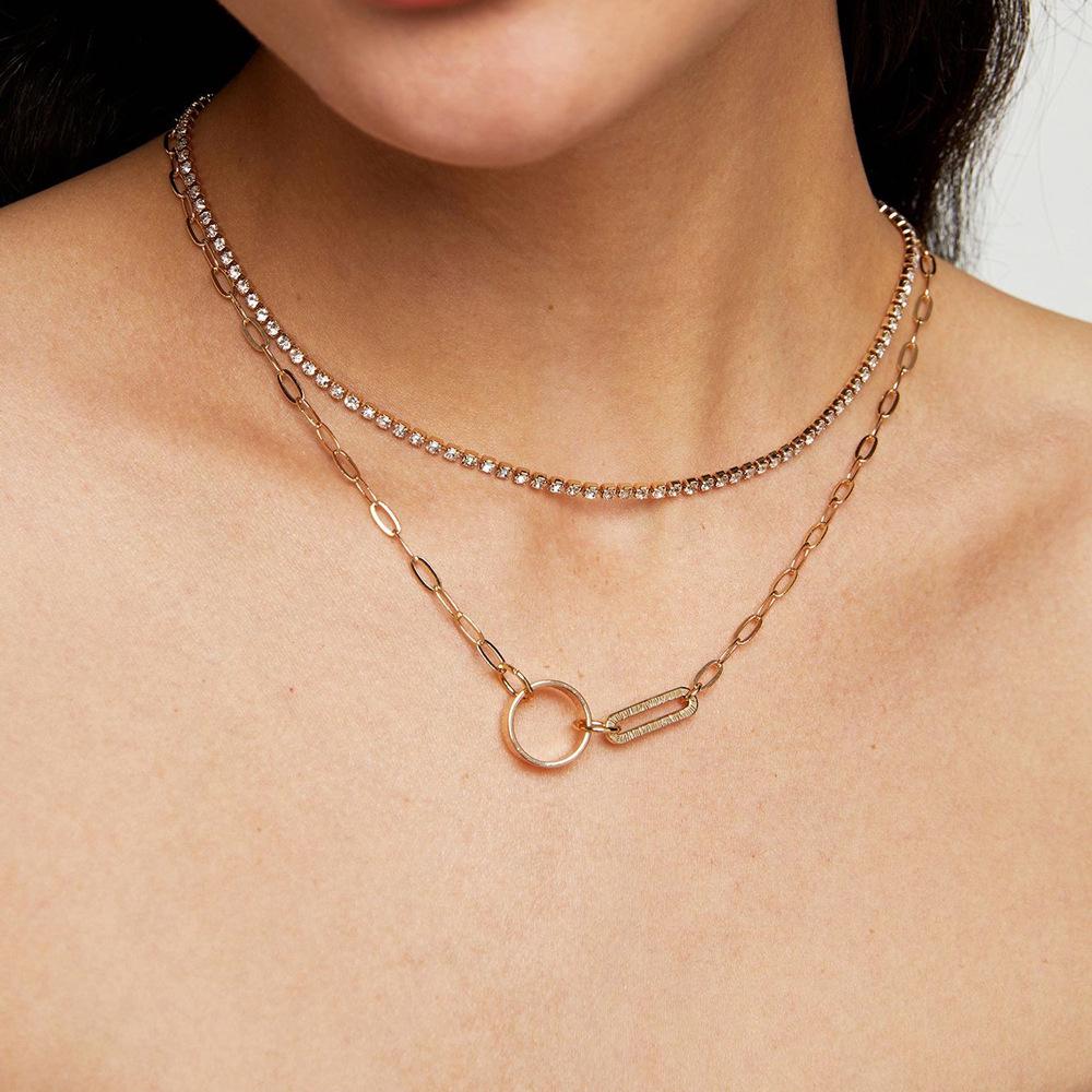 Elegant Double Layer Zircon Necklace - Women s Fashion Choker