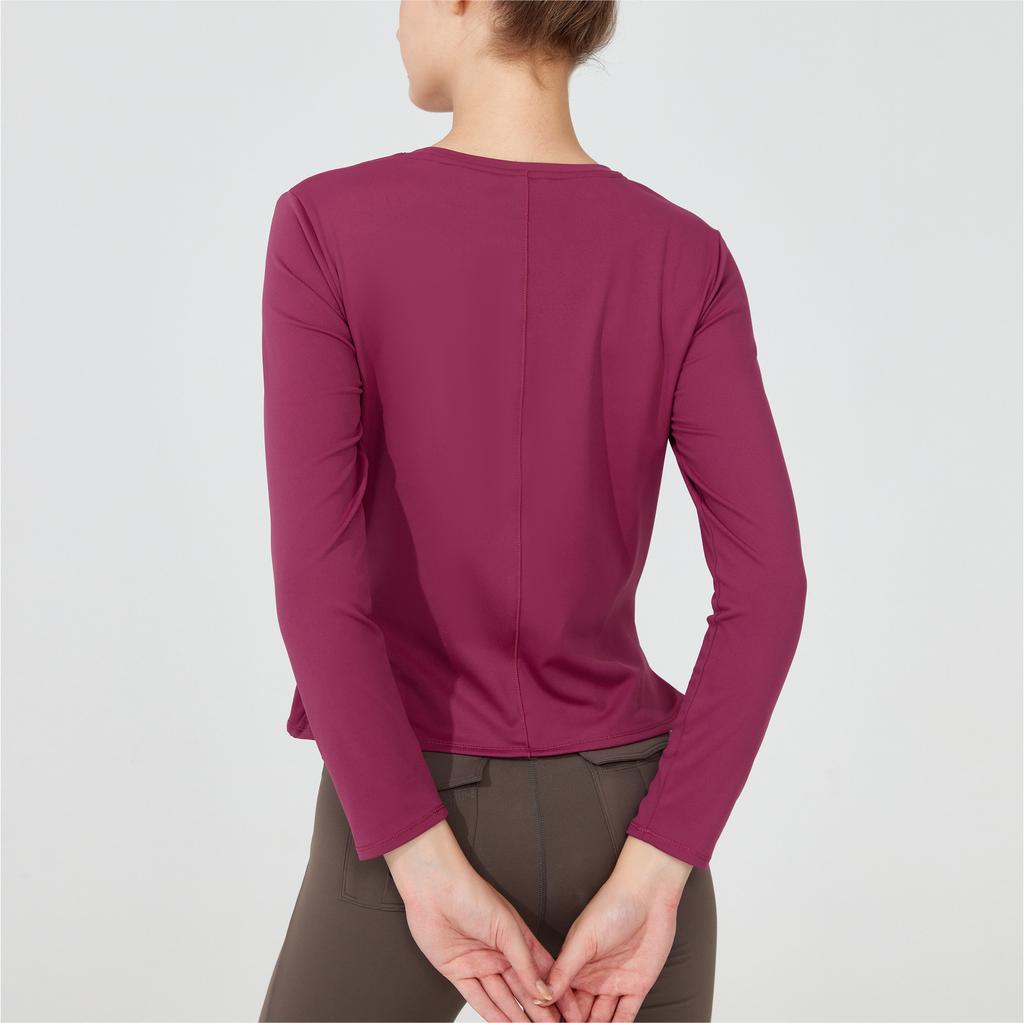 Naked quick-drying sports long-sleeved T-shirt cross-waist breathable yoga clothes sexy fashion loose fitness clothes women