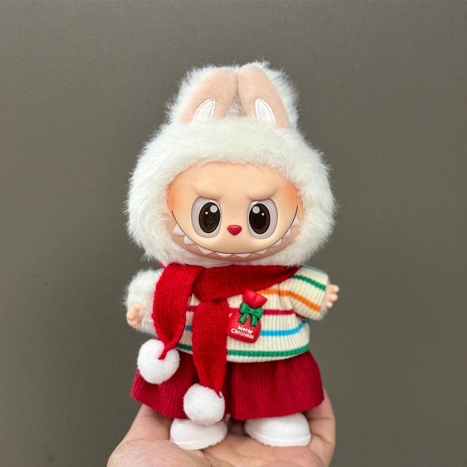 For 15-17cm Labubu V1/V2/V3 Mini Doll Clothes Outfit Merry Christmas Hat ClothesScarf Elk Snowman Doll Accessorie Party Game Toy