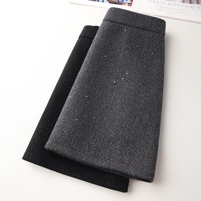 Women's Gray Wool Midi Skirt - High Waist, Slimming A-Line