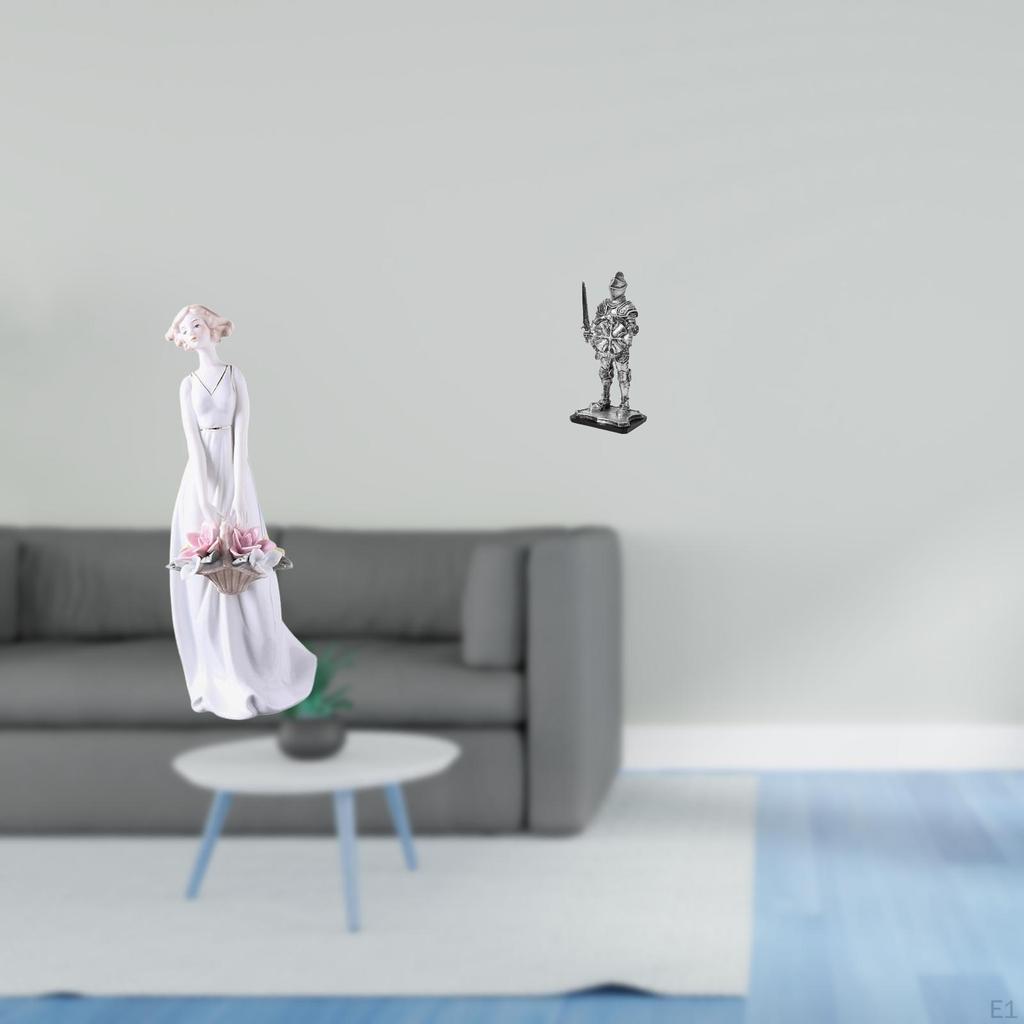 Porcelain Lady Figurine Nordic Girl Statue Modern Ornament for Shelf Cabinet Desk Decoration Knight