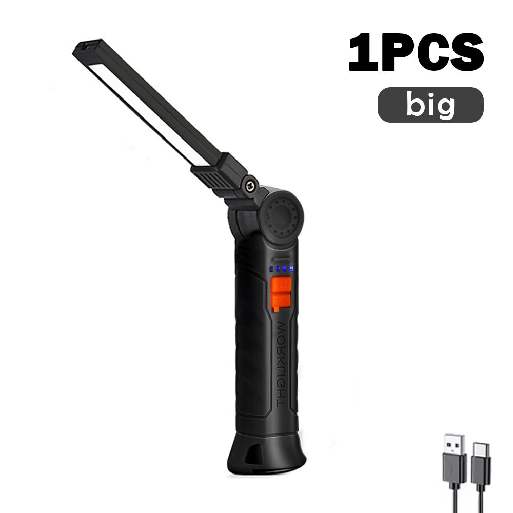 Rechargeable Work Lights LED Folding Flashlight with Magnetic Base COB Light 360°Rotate Car Repair Home Garage Emergency Camping