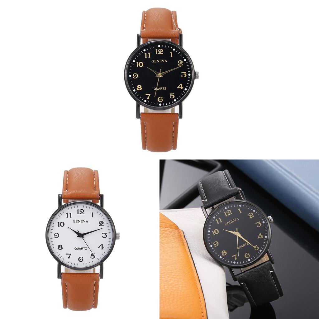Vintage College Style Quartz Watch For Women And Men With Leather Strap And Round Dial