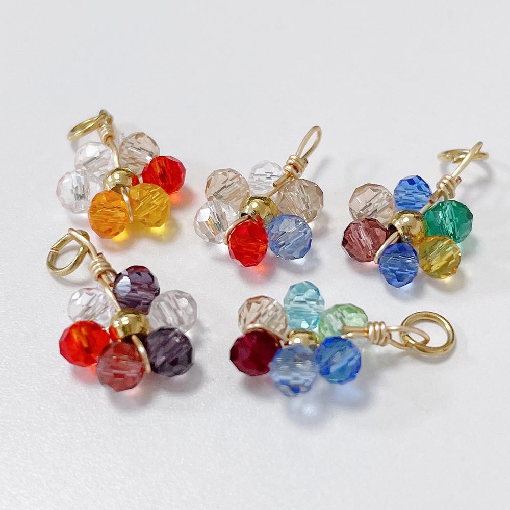 20pcs Stainless Steel Multicolor Flower Crystal Beads ABS Pearl For Jewelry Making DIY Handmade Necklace Bracelet Accessories