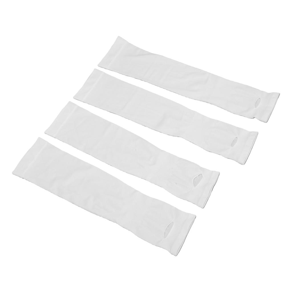 2 Pairs Sun Protection Sleeves with Thumb Hole Cooling Breathable Arm Sleeves for Both Sports and Daily Wear White 32G