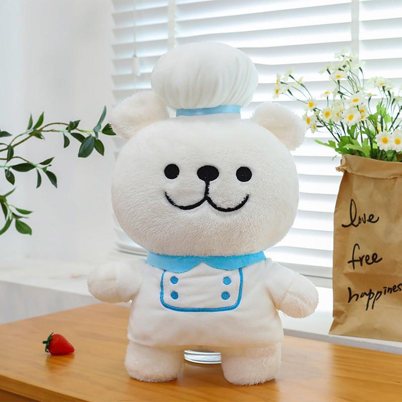Maltese Plush Toy Chef Line White Restaurant Decor Child Birthday Gift Doll