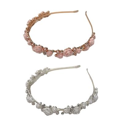 Sparkling Rhinestoned Pearls Floral Hair Accessory Fashion Hair Hoop For Bridal Event Daily Wear Metal Headwear