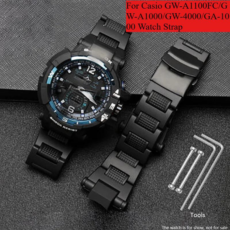 Bracelet de montre en acier plastique pour Casio GW-A1100FC GW-A1000 GW-4000 GA-1000 Bracelet de montres de sport pour hommes de haute qualité