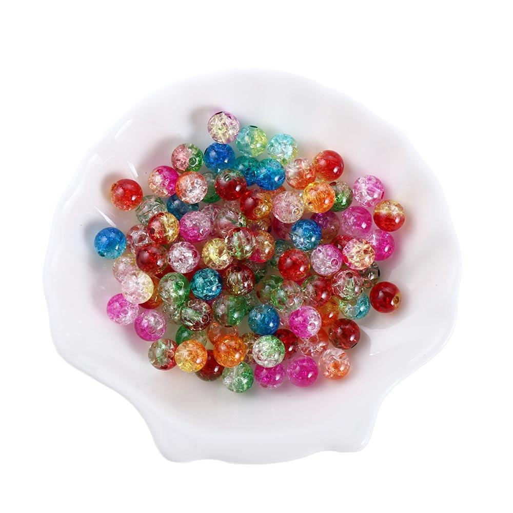 

Necklace 100PCS Jewelry Making Colored Adults Beading Round Crackle DIY Crafts Beads Charms 10mm