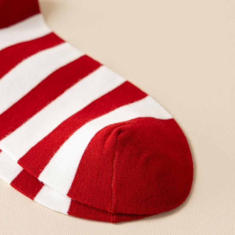 1 Pair Cartoon Snake Year New Year Striped Crew Socks Soft Cotton Chinese Zodiacs Ankle Socks for Festives Celebrations