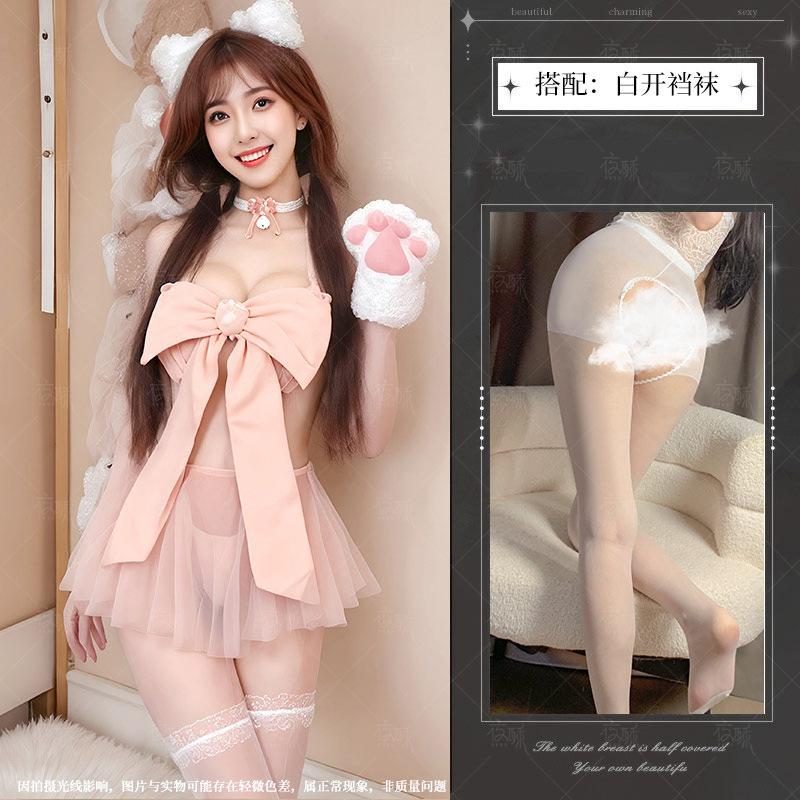 Sexy underwear, sexy nightgown, temptation bow lace-up chest wrap set, cute fairy fluttering girl