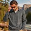 School Wear for Men Quarter-Zip Sweatshirt, Long Sleeve Turndown Collar Outdoor Sports Pullover Solid Color Shirt Fall Winter Comfortable Daily