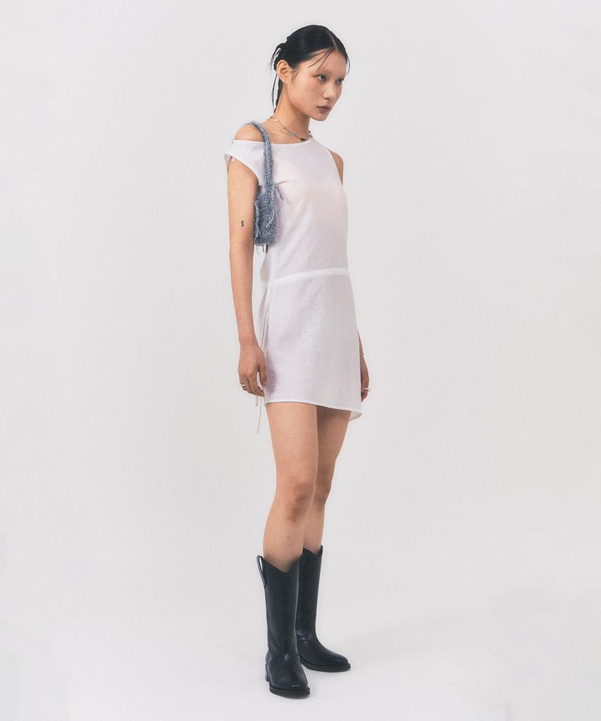 Lipeullegtibeulum Off-Shoulder Sheer Midi Dress (White)