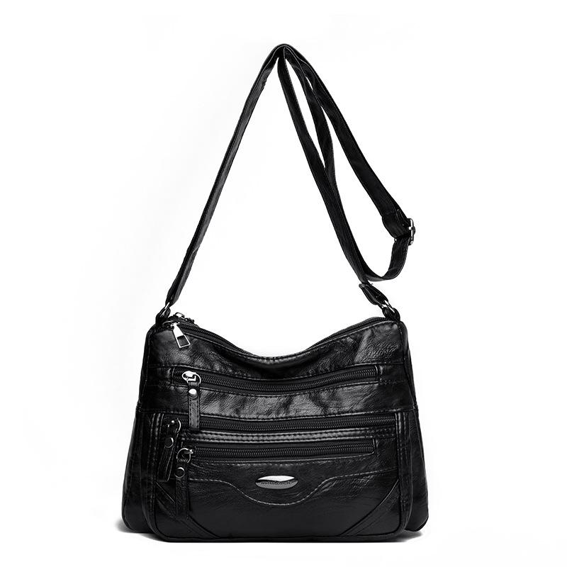 PU Umhängetasche Damen Schultertasche Mehrere Fächer Tasche für Mütter mittleren Alters