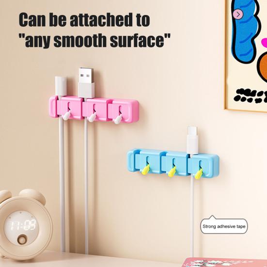 Toggle Switch Cable Holder Clip 3 Slots Self-adhesive Home Office Desk Phone Charging Data Cord Organizer Keeper Power Wire Management Clip