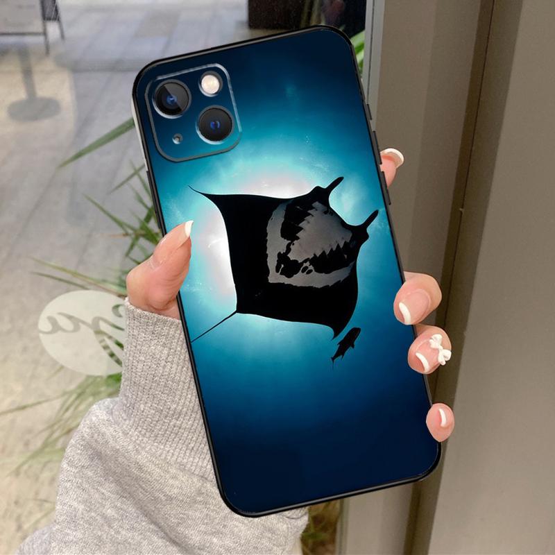 Animal Manta Ray Case For iPhone 13 11 14 12 15 16 Pro Max Plus XR X XS Max 12 13 Mini Soft Cover