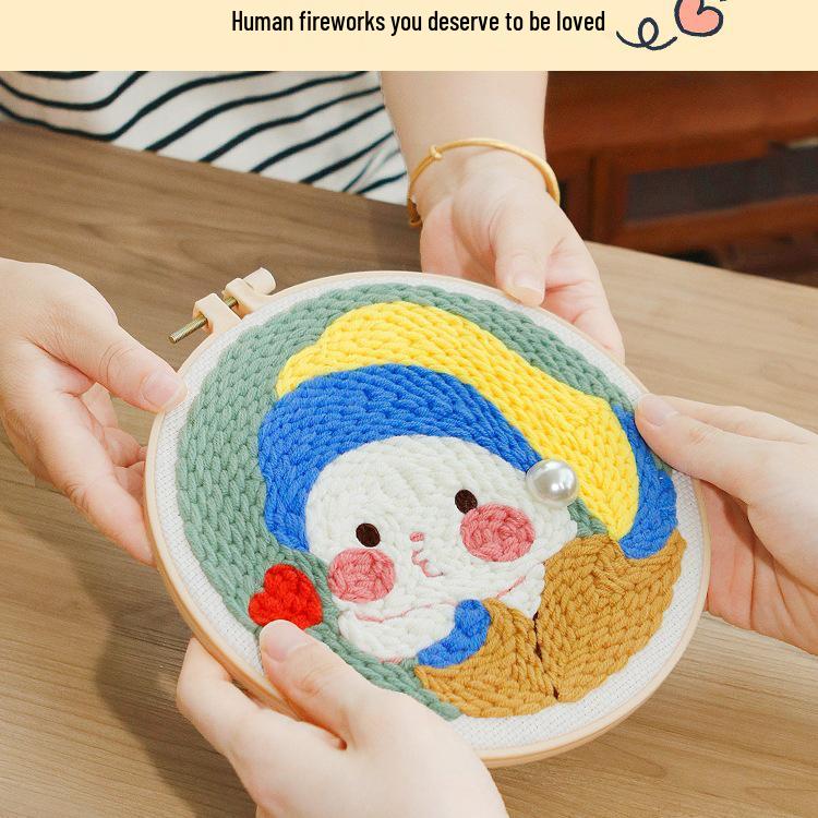 DIY Russian Punch Needle Kit: Handmade Beginner Cartoon Wool Painting