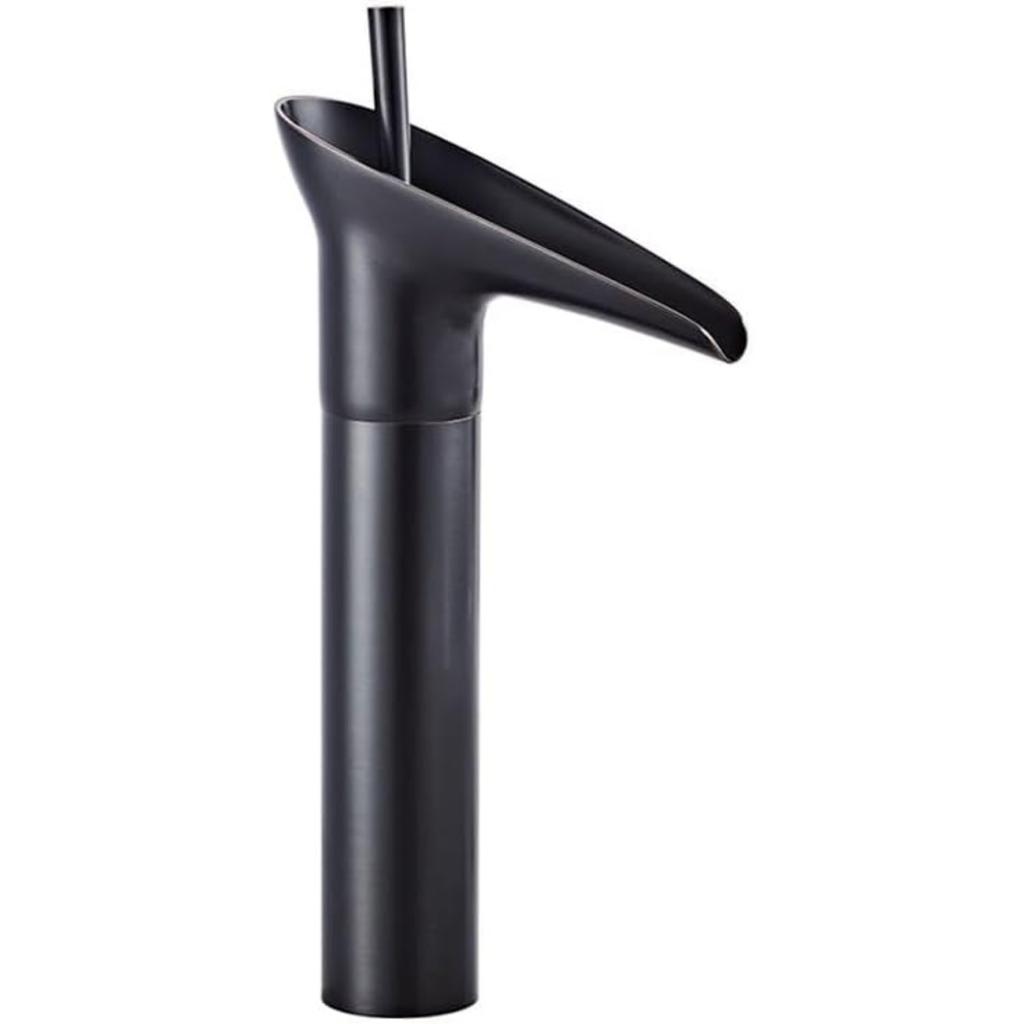 Bathroom Waterfall Basin Mixer Tap Black Brass Single Lever Washbasin Mixer Tap Bathroom Wash Basin Tap for Hot and Cold Water