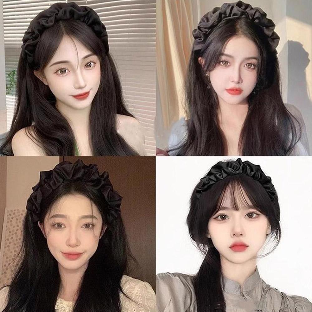 Satin Pleated Wide Brimmed Headbands For Women Non Slip Ruched Headband Hoops French Wide Padded Hair Head Band Hair Accessories