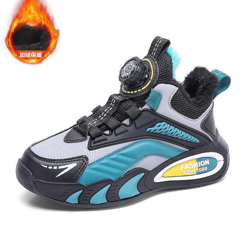 

Детская обувь Спортивная обувь для мальчиков Осенне-зимняя кожаная поверхность новая теплая водонепроницаемая спортивная обувь для детей среднего и старшего возраста Зимний бархатный ко 39