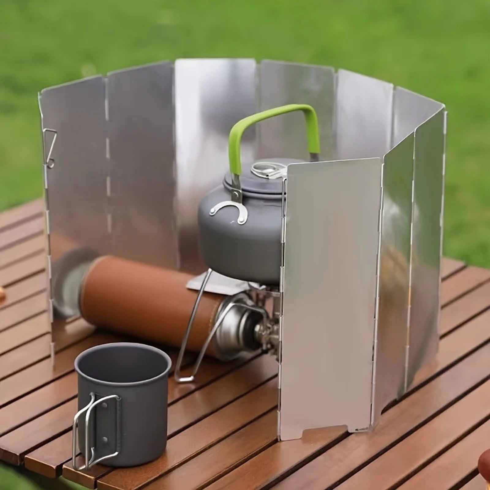 

Portable Stove Wind Shield – Foldable Outdoor Camping Stove Wind Guard, Cassette Stove Accessory, Lightweight Hiking and Travel Cooking Gear S серебряный