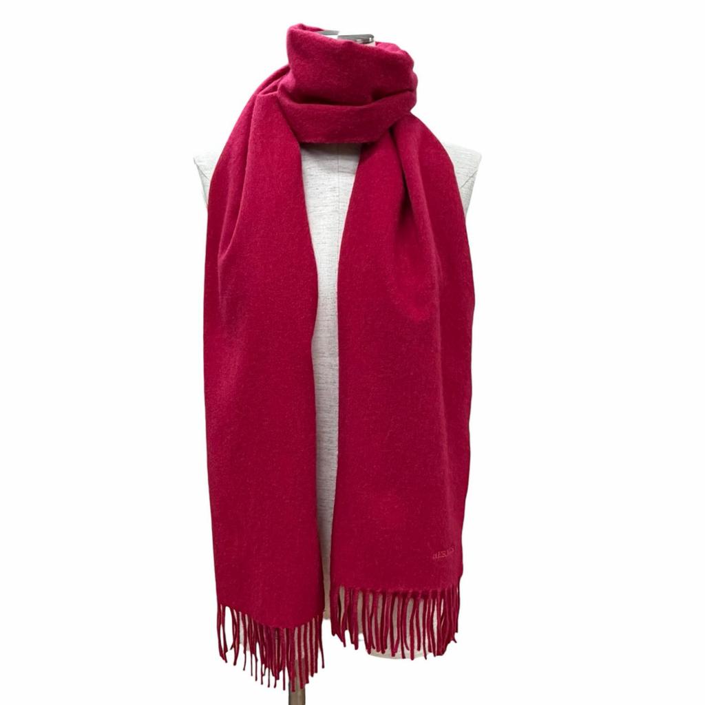 Pristine HERMES Scarf Red cashmere Women Used