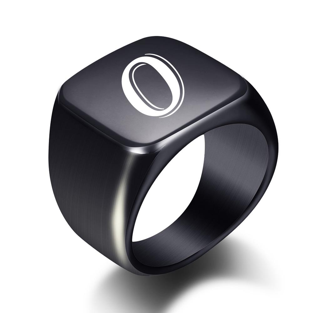 2025 Minimalist 26-Letter Smooth Titanium Steel Ring, Stainless Steel, 18MM Wide, Unisex