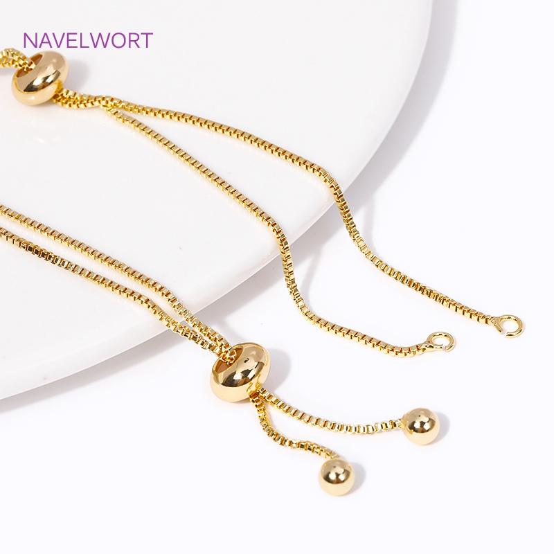 18K Gold Plated Kastenketten Armband Gliederverlängerungskette, Für Schmuckherstellung Zubehör DIY Halsketten Zubehör Großhandel