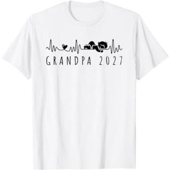 Future Grandpa 2027 Heartbeat Baby Announcement Surprise T-Shirt