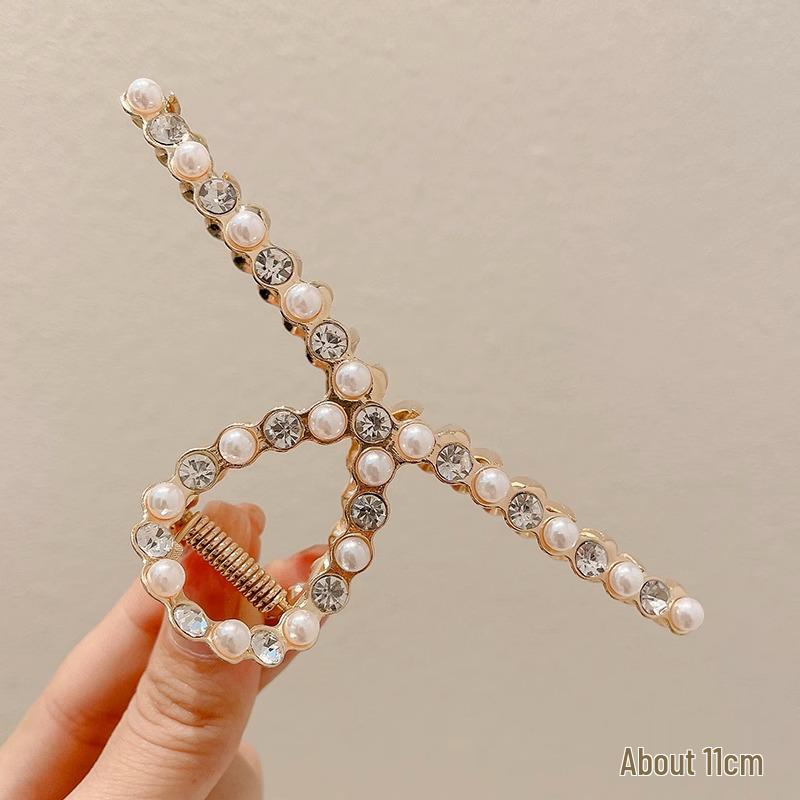 Clamă Mare Metalică pentru Păr de la un Influencer Coreean: Clips elegant modern rechin pentru femei