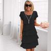Women's Fashion Summer Spring Solid Color Print Short Sleeve O-Neck Middle Waistline Casual Dresses